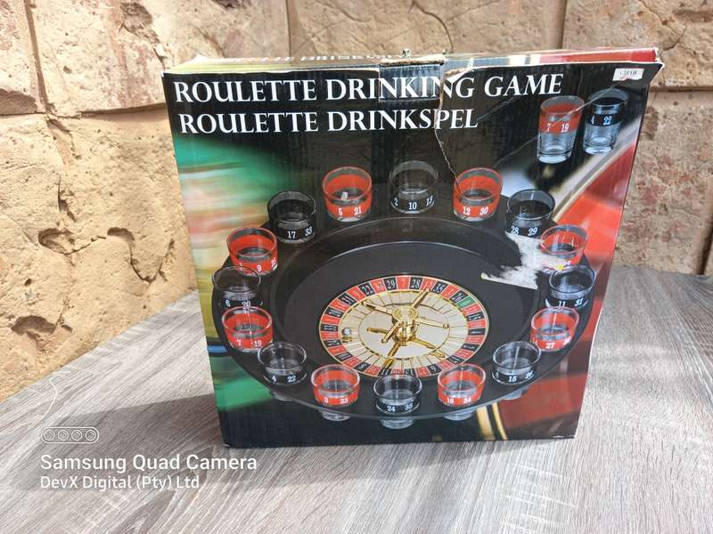 Roulette Drinking Game with 16 Shot Glasses - Complete Set in Box - Spins Smoothly - Perfect Gift
