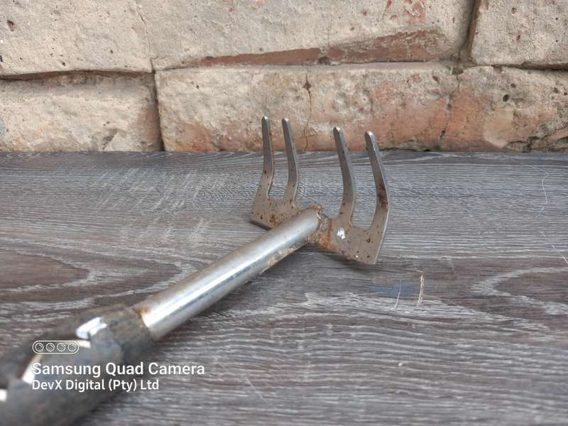 Compact Silver Garden Rake  Extendable Design for Easy Gardening - Durable Silver Finish