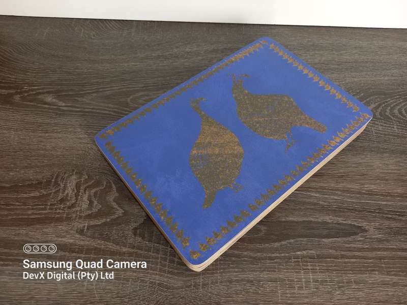 Blue & Gold Peacock Heavy-Duty Wooden Place-mats - Set of 6 - Stunning Dining Elegance