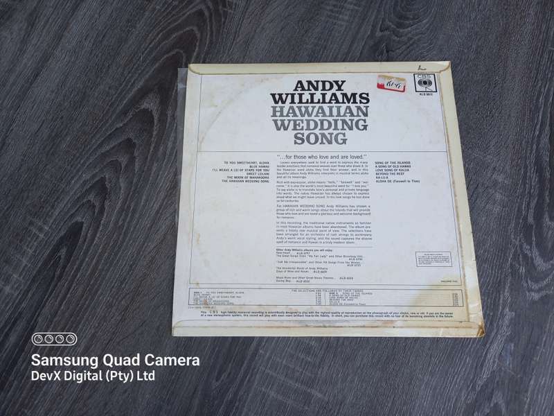 Hawaiian Wedding Song - Andy Williams - LP Vinyl Record - A Rare & Vintage Piece