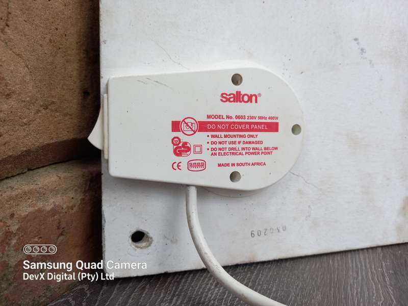 Verified Working - 400W Salton Wall Panel Heater - Wall-Mountable - Works Perfectly As Intended