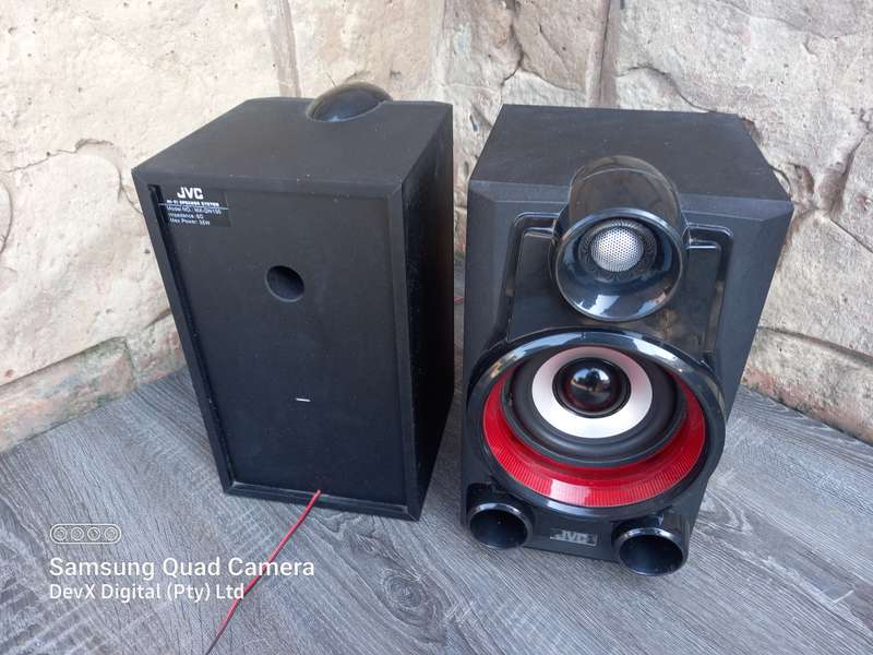 Verified Working - Retro JVC Hi-Fi Speakers - Model: MX-DN100 - Classic Red & Black - 35W Output