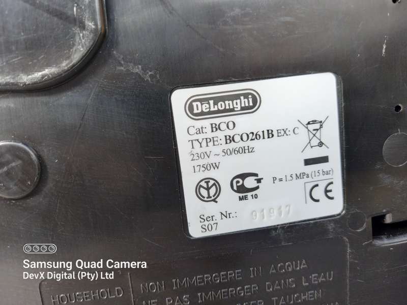DeLonghi Espresso Coffee Machine - Model: BCO261B - Powers On & Partially Tested, Produces Hot Water
