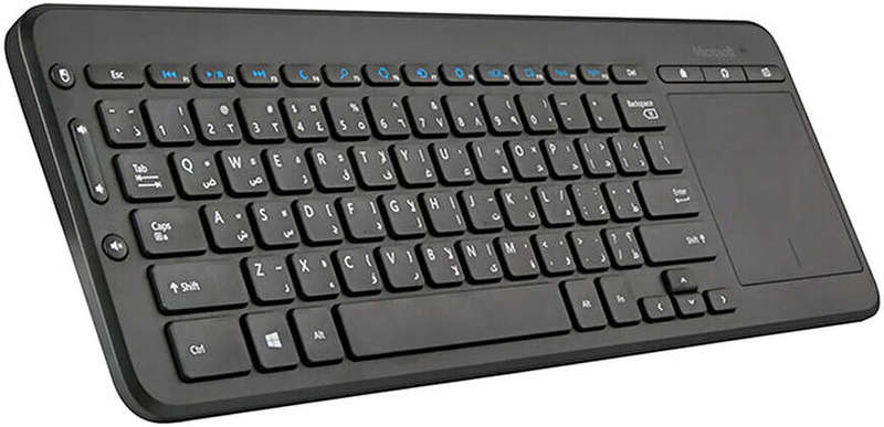 Microsoft All-In-One Wireless Keyboard + Built-in Track-pad - Powers On - No USB Receiver To Test