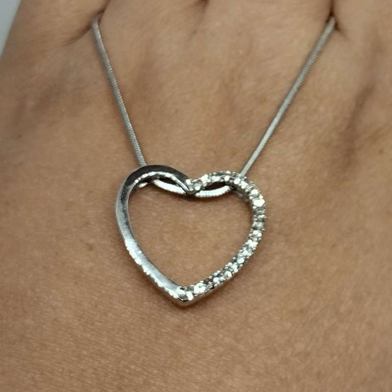 Dainty Sterling Silver Necklace with Heart Pendant #S0034