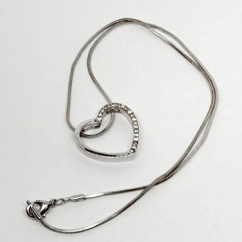 Dainty Sterling Silver Necklace with Heart Pendant #S0034