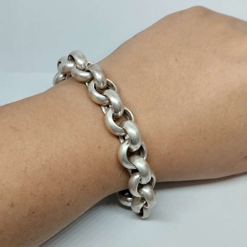 Chunky Sterling Silver Rolo Chain Bracelet  #S0031