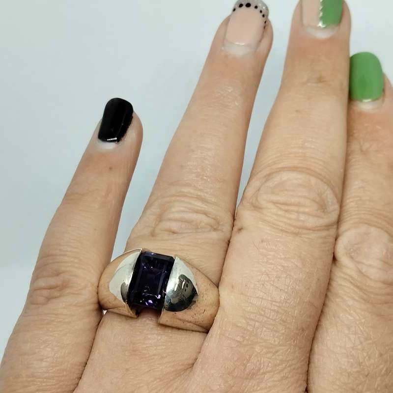 Chemley Vintage Sterling Silver Ring Set with Amethyst #S0029