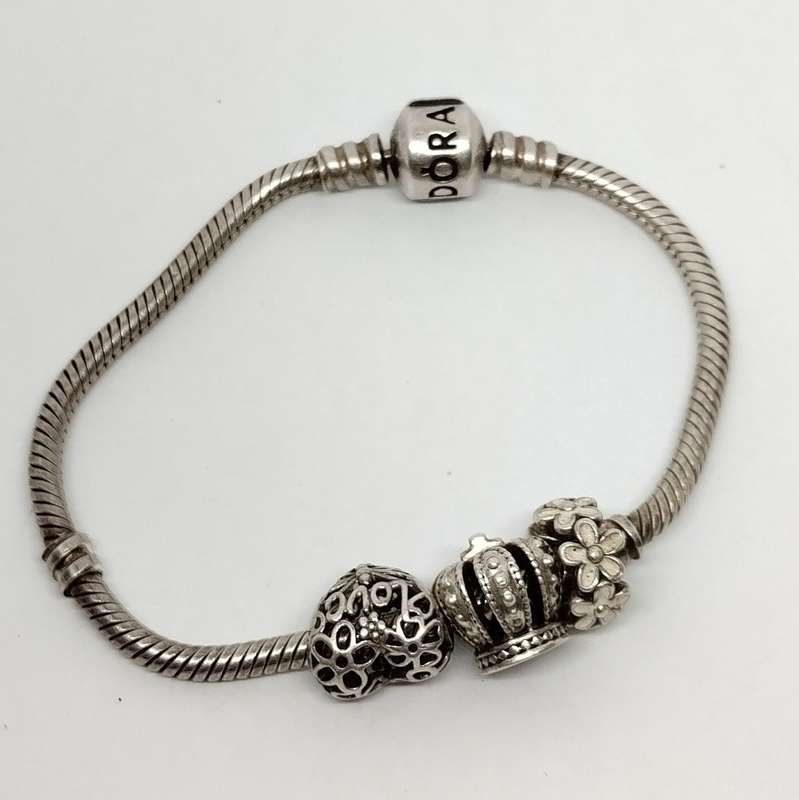 Pandora Charm Bracelet with Three Charms  #S0046