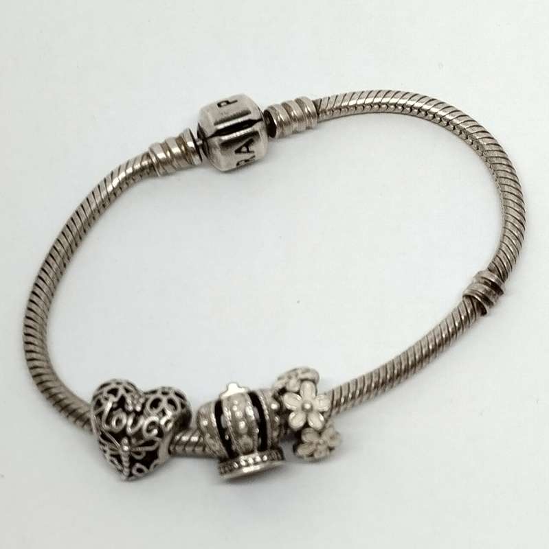 Pandora Charm Bracelet with Three Charms  #S0046