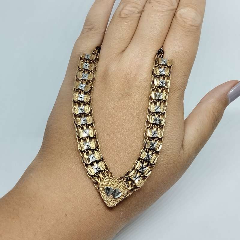 Vintage Link Gold and Silver Plated Necklace #F0084