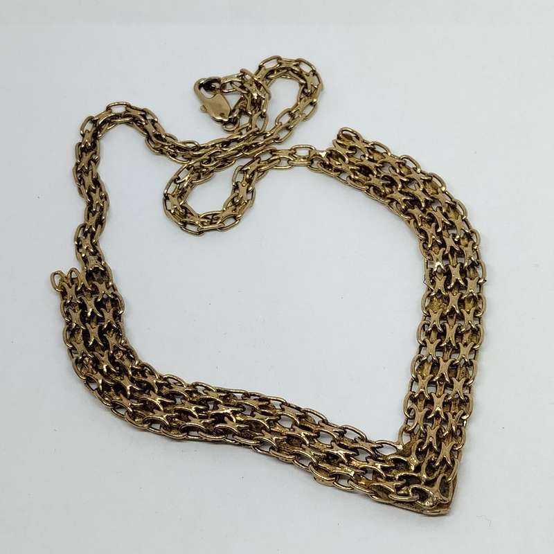 Vintage Link Gold and Silver Plated Necklace #F0084