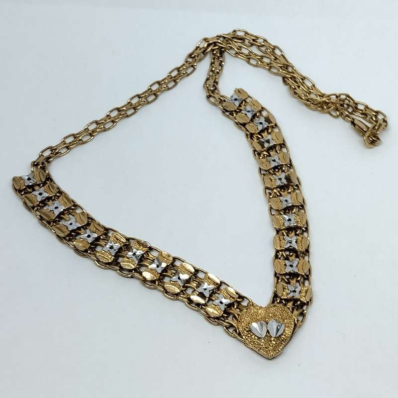 Vintage Link Gold and Silver Plated Necklace #F0084