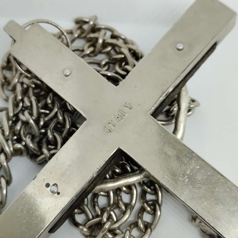 Beautiful Italian wood and Metal Crucifix Necklace #F0085