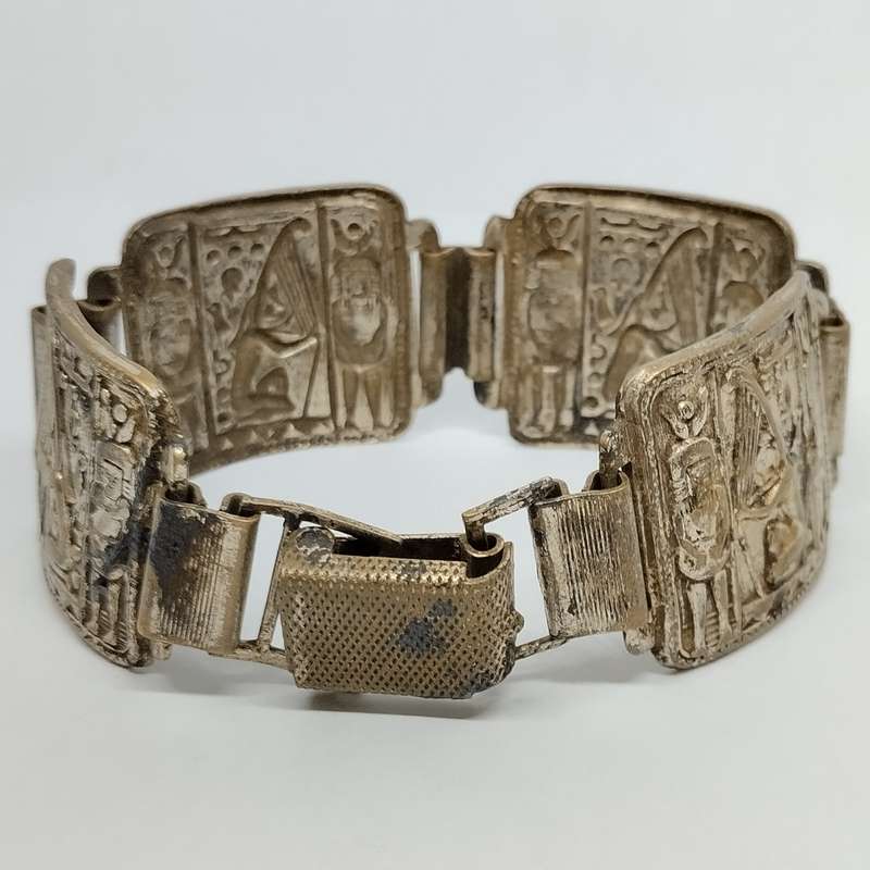 Vintage Nickel Hieroglyphic Bracelet #F0086