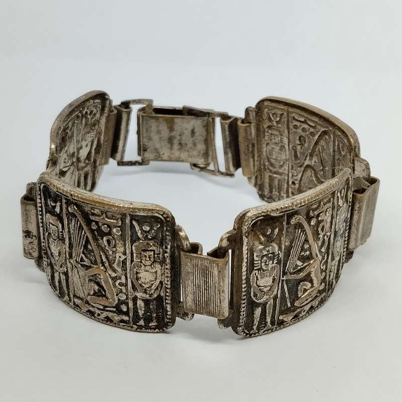 Vintage Nickel Hieroglyphic Bracelet #F0086