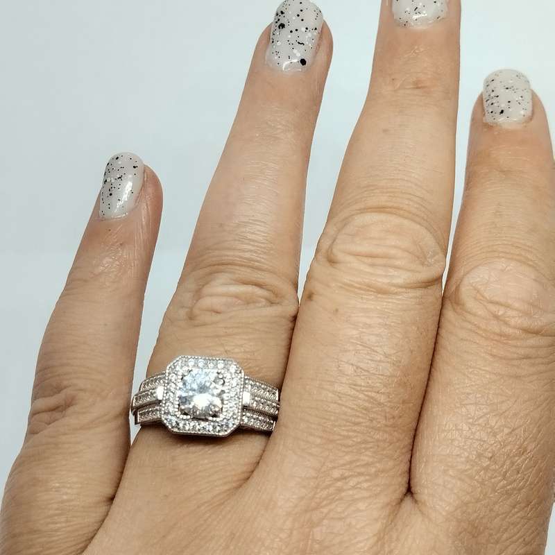 Sterling Silver Ring with Square Cut Cubic Zirconia #S0055