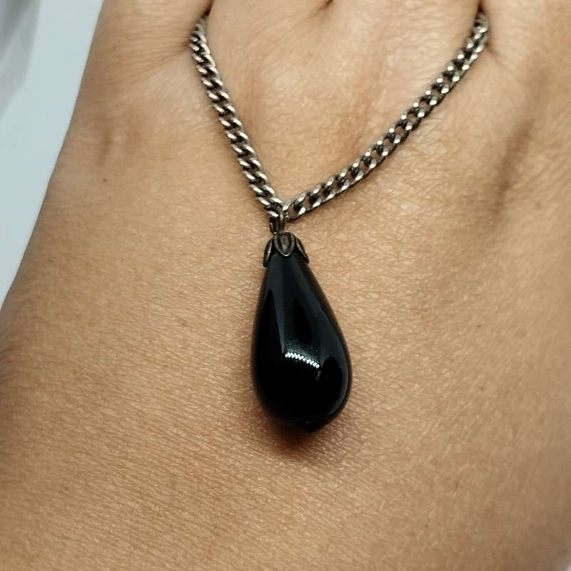 Polished Tear Drop Gemstone Pendant and Necklace #F0093