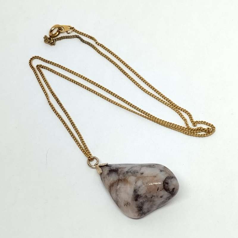 Stunning Polished Gemstone Pendant and Necklace #F0092