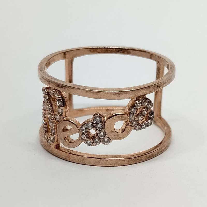Rose Gold Plated Sterling Silver Peace Ring #S0062