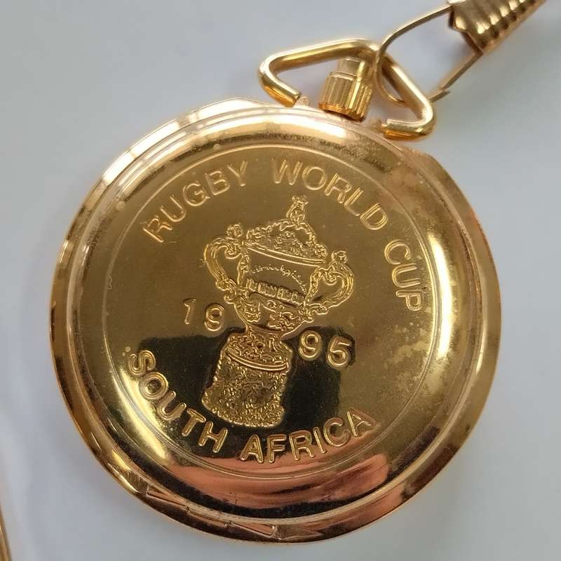 Limited Edition 1995 Rugby World Cup Gold Plated Pocket Watch in Box #W0118