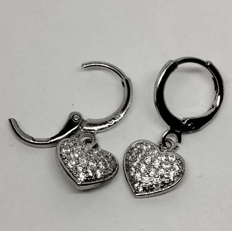 Dainty Silver Heart Costume Jewelry Earrings #F0123
