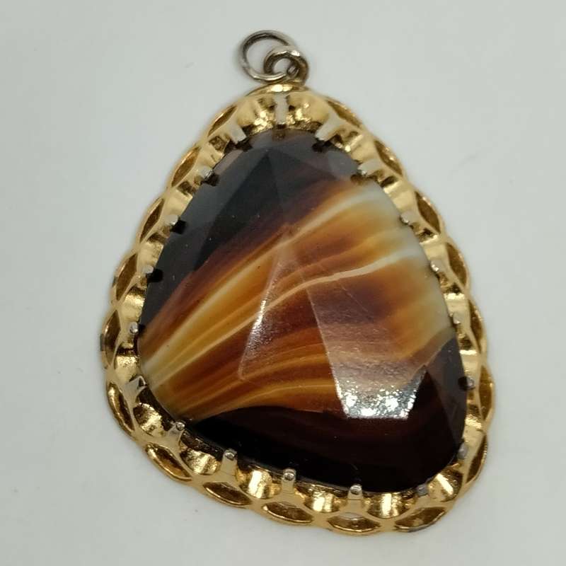 Glass Tigers Eye Inspired Pendant #F0122