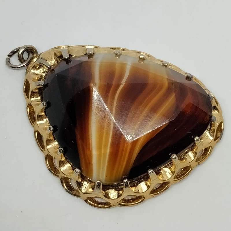 Glass Tigers Eye Inspired Pendant #F0122