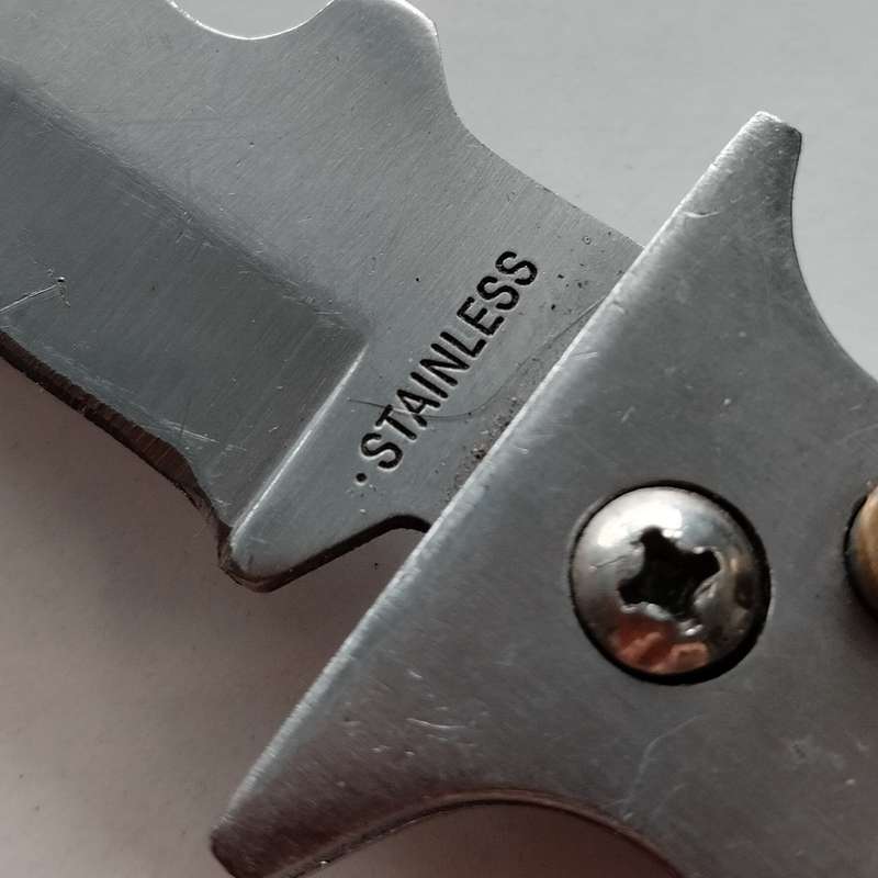 Stainless Steel with Wood Accent on Handle Pocket Knife #O0069