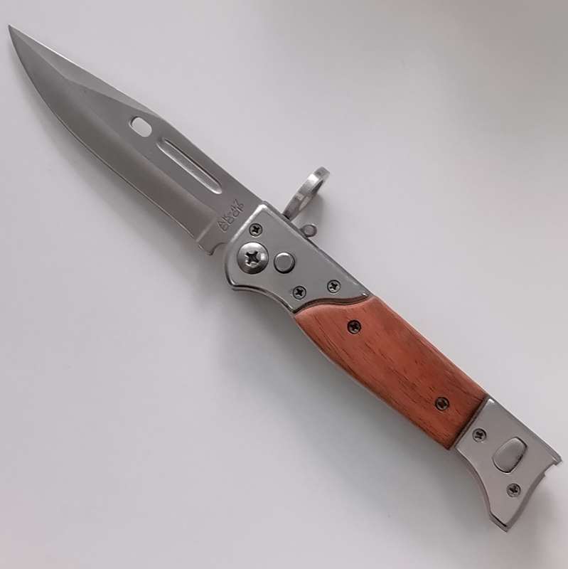 Bayonet Style AK-47 CCCP with Wood Overlay Handle Pocket Knife #O0071