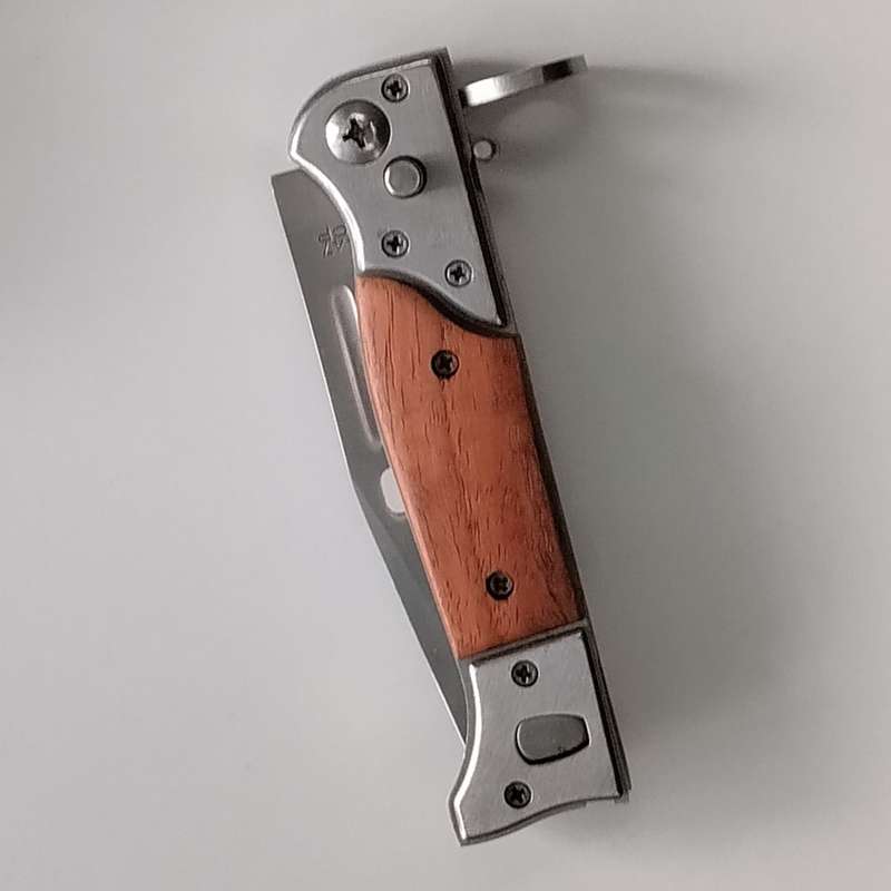 Bayonet Style AK-47 CCCP with Wood Overlay Handle Pocket Knife #O0071