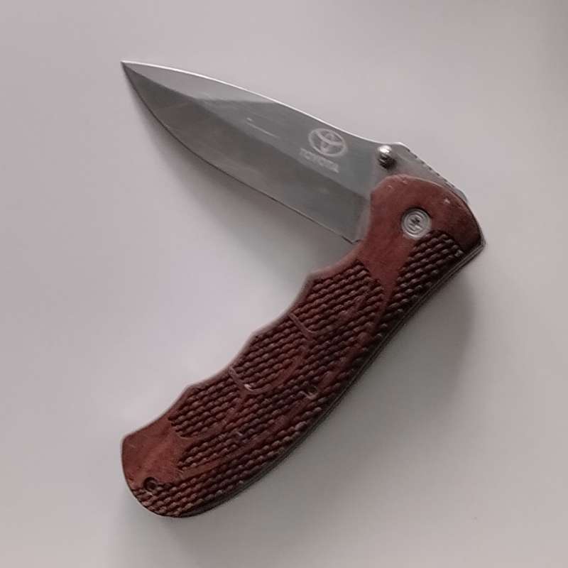 Toyota Engraved with Wood Handle Pocket Knife #O0072
