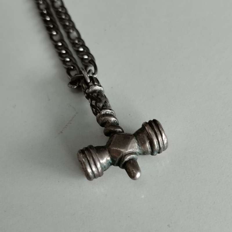 Silver Hammer Pendant Costume Jewelry Necklace #C0126