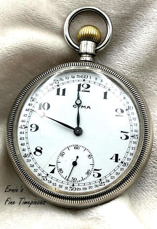 Antique Cyma Pocket Watch, Cal 971 from 1920's, Serviced