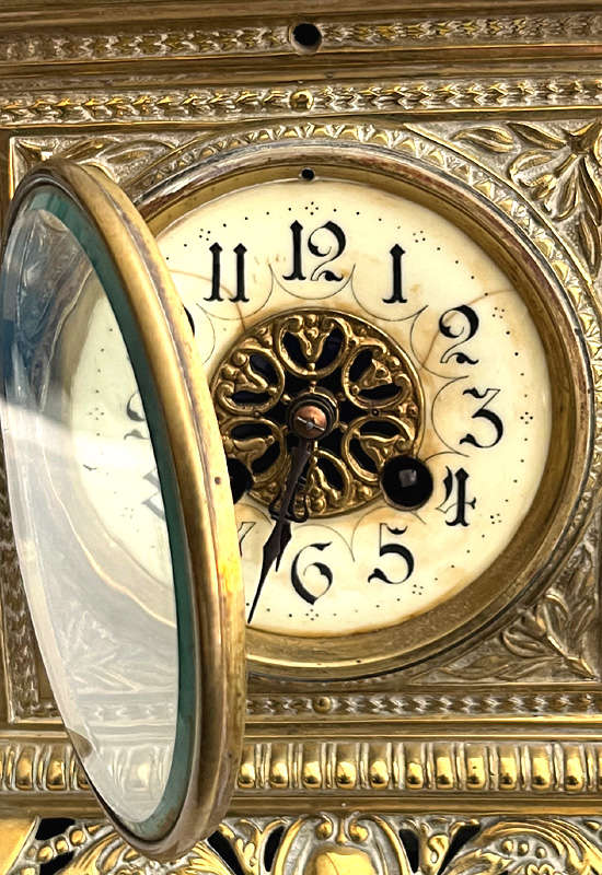Antique French Solid Brass Mantel Clock, by S. Marti dating from 1870's, Serviced