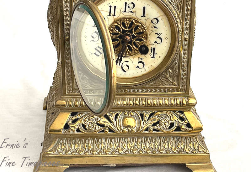Antique French Solid Brass Mantel Clock, by S. Marti dating from 1870's, Serviced