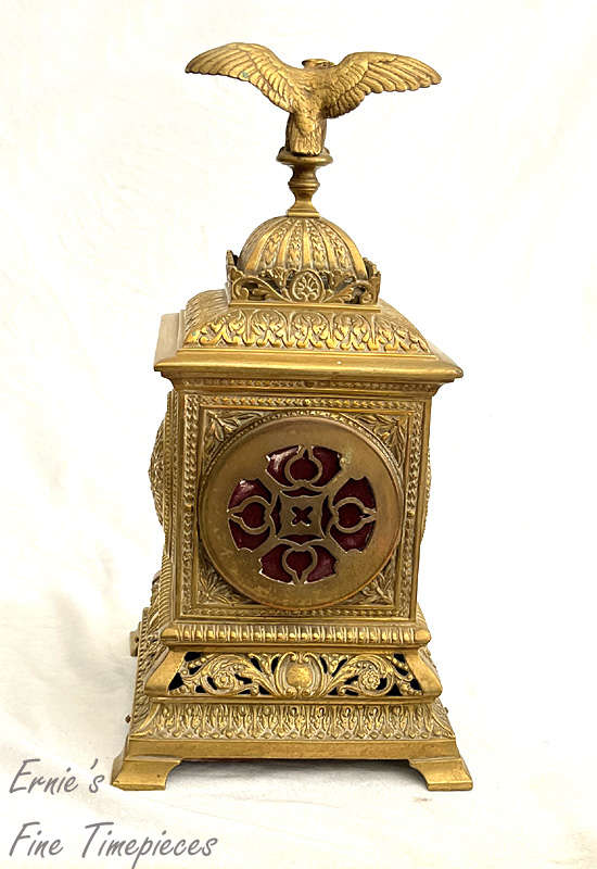 Antique French Solid Brass Mantel Clock, by S. Marti dating from 1870's, Serviced