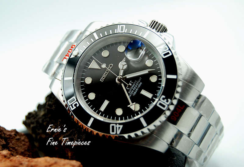 GMT Automatic Men's Watch, Seiko NH34 Movement, Black Ceramic Beze