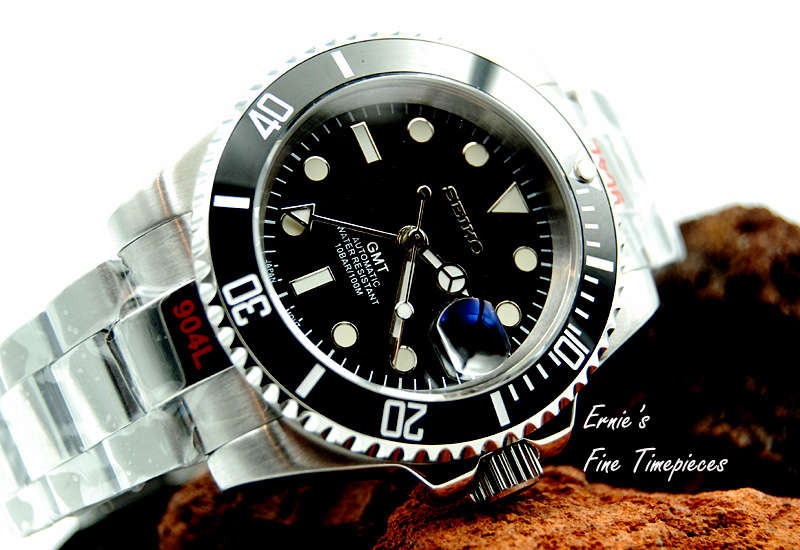 GMT Automatic Men's Watch, Seiko NH34 Movement, Black Ceramic Beze