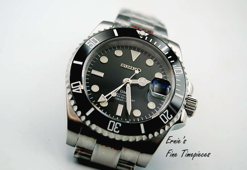 GMT Automatic Men's Watch, Seiko NH34 Movement, Black Ceramic Beze