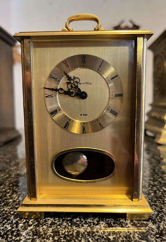 Vintage Zentra 8 Day Chiming Desk Clock, Serviced
