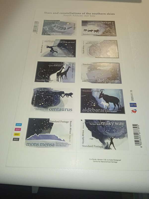 South Africa Stamps sheetlet Stars and Constellations SACC 2327 mint