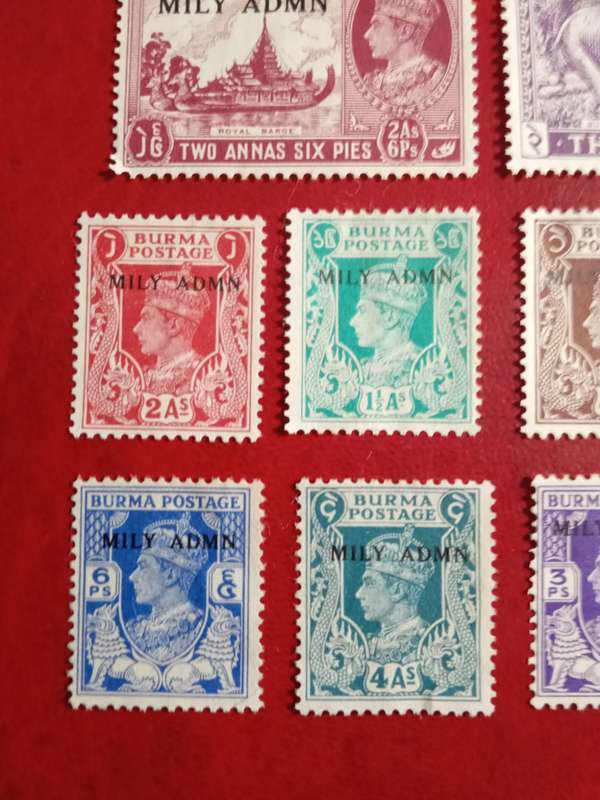 Burma King George vi collection British Administra including military Admin
