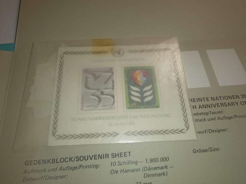 Three 1980 UN Souvenir folders containing mint stamp sets