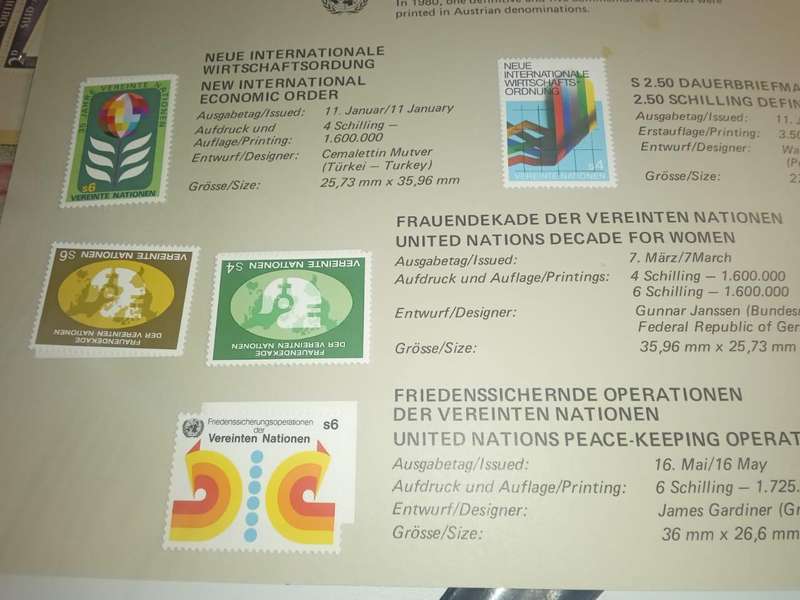 Three 1980 UN Souvenir folders containing mint stamp sets
