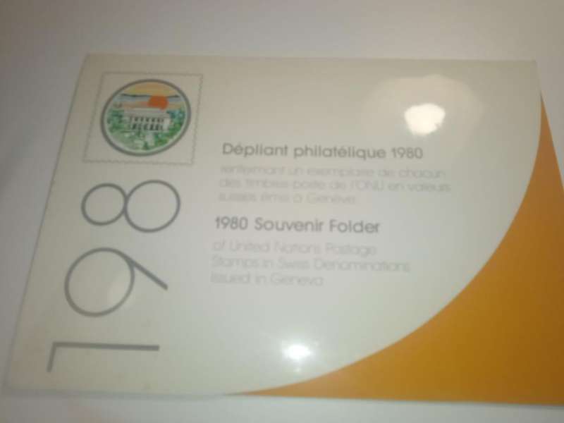 Three 1980 UN Souvenir folders containing mint stamp sets
