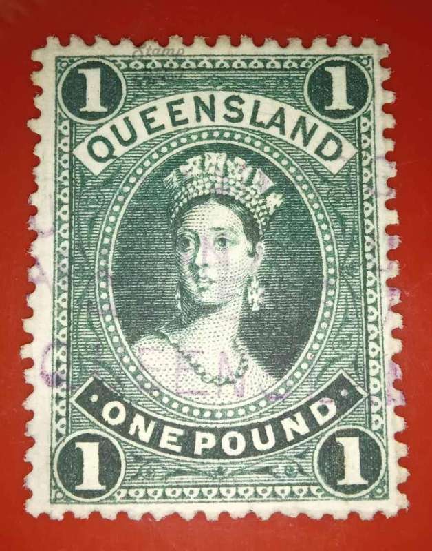 £1 Queensland stamp 1880s Queen Victoria