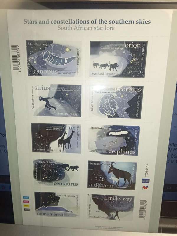 South Africa Stamps sheetlet Stars and Constellations SACC 2327 mint