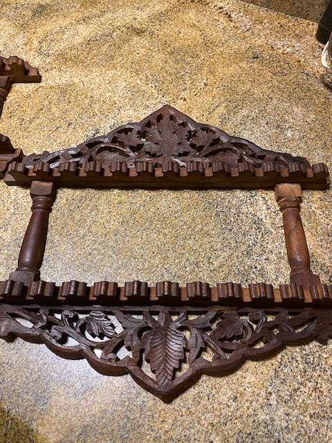 TWO BEAUTIFUL HAND CARVED SPOON DISPLAY RACKS
