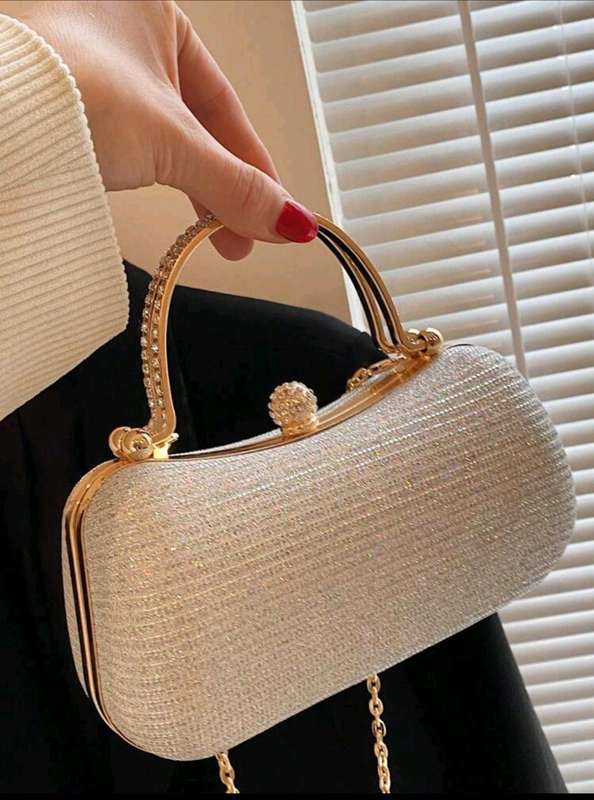 Gold, chain clutch purse